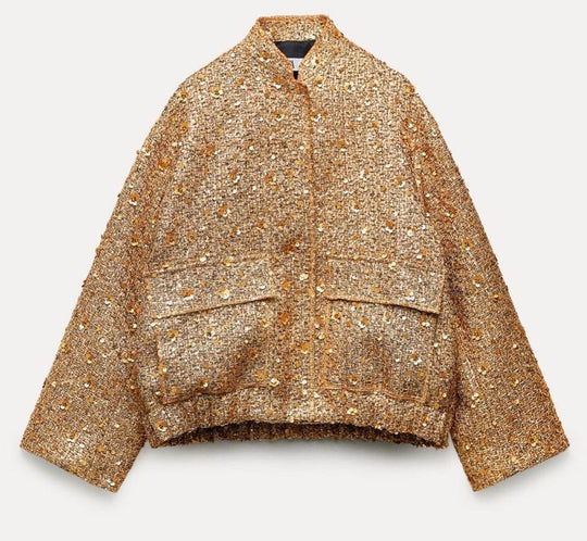 EB | Paillettenjacke Glänzender Look Elegante Aussage