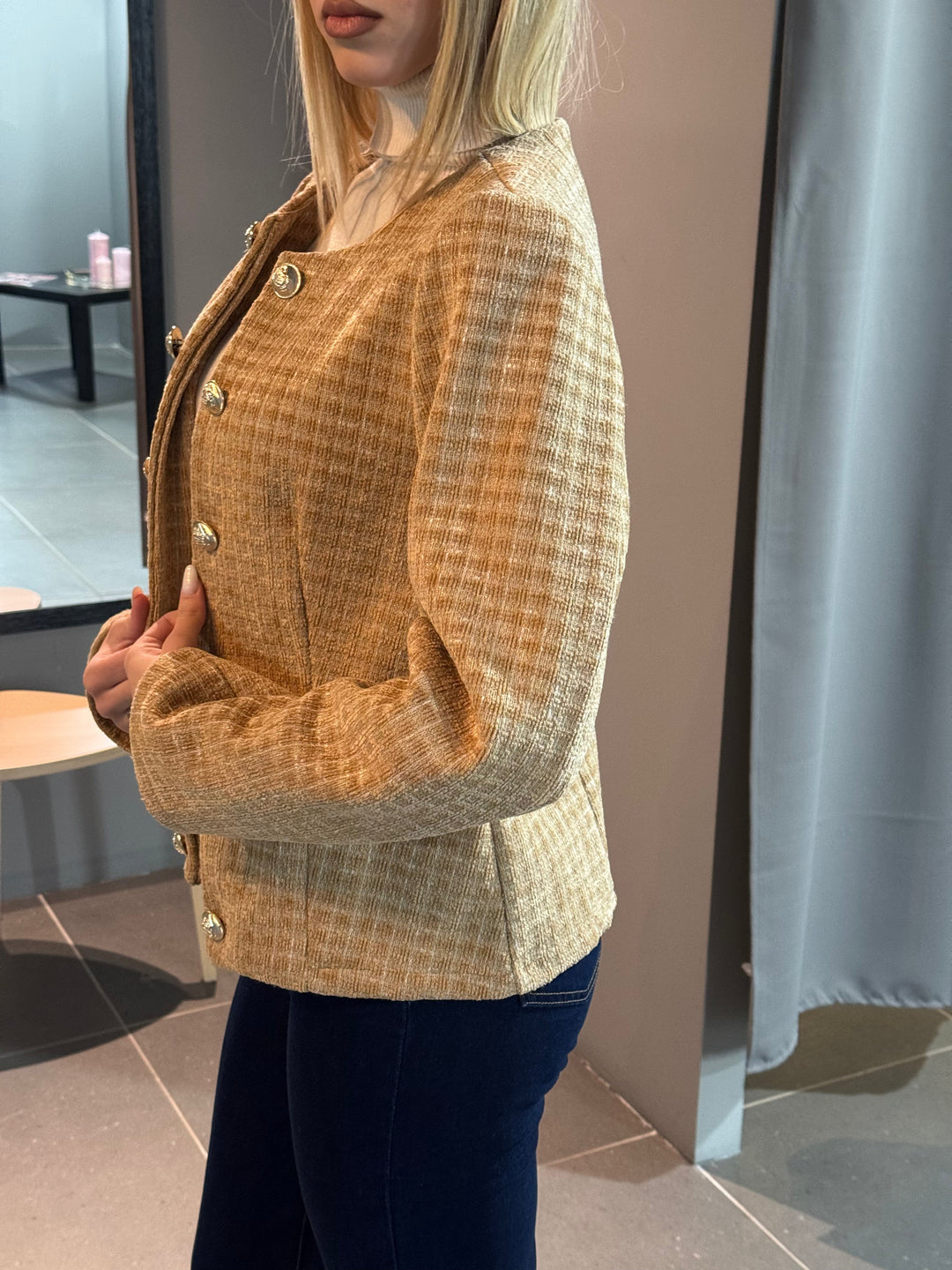 EB | Klassische Tweedjacke mit Perlenknöpfen Elegant und Zeitlos