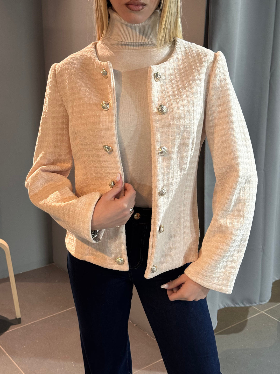 EB | Exklusive Tweedjacke mit Perlenknöpfen Klassisch und Sophistisch