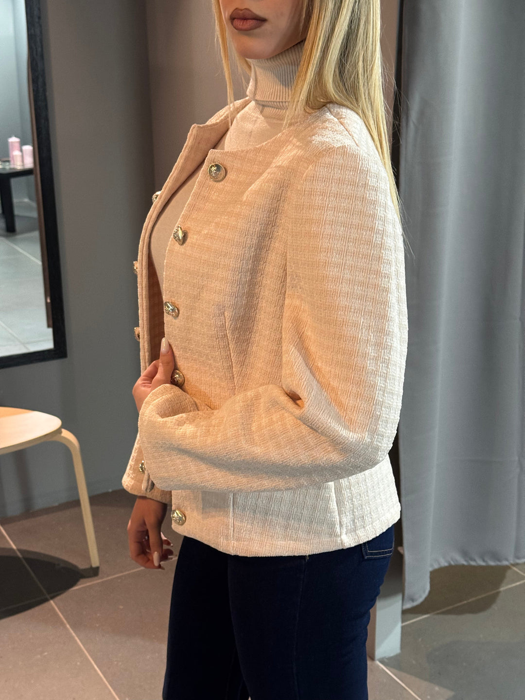 EB | Exklusive Tweedjacke mit Perlenknöpfen Klassisch und Sophistisch