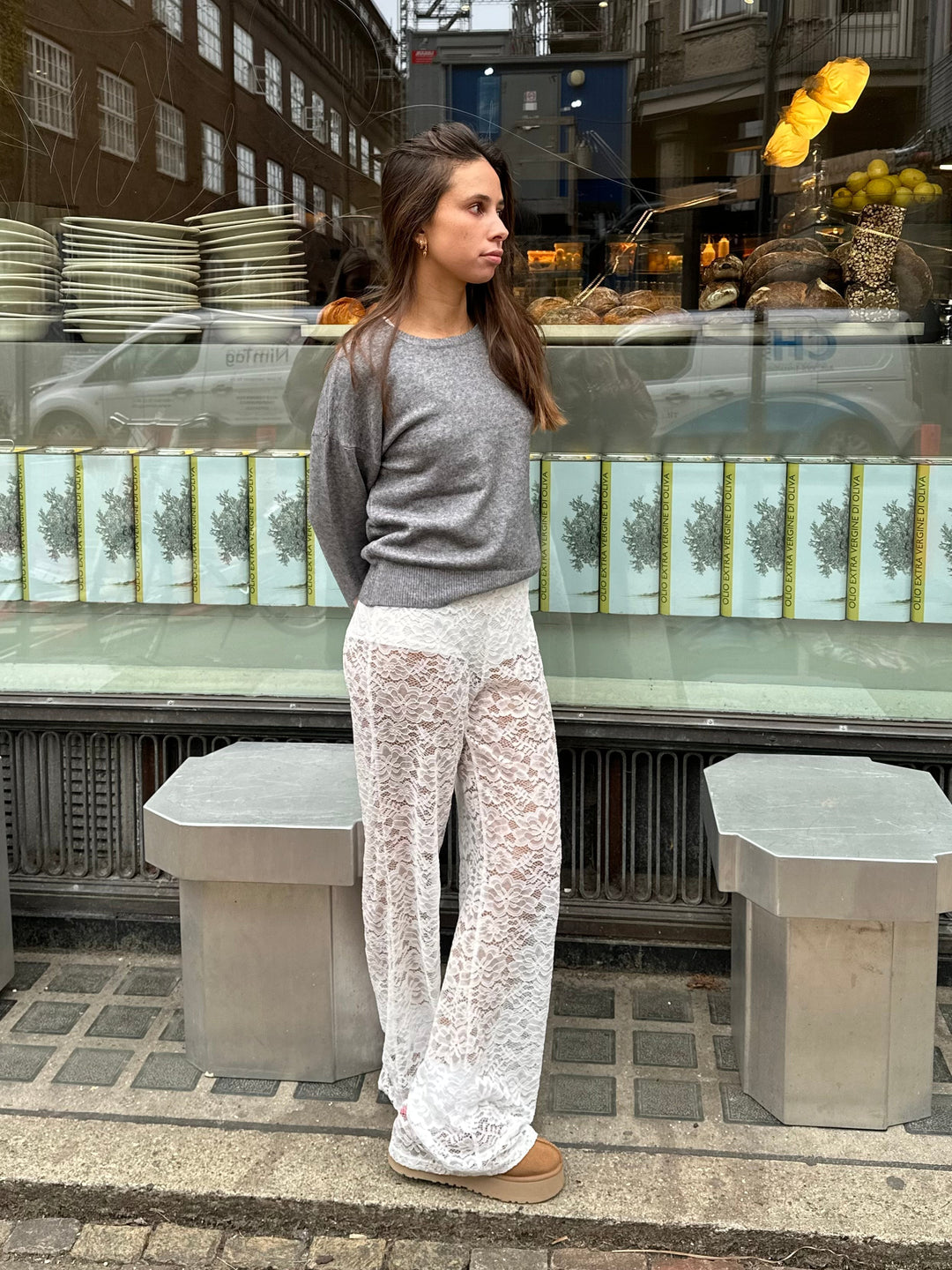 EB | Elegante Damenhose mit Spitze und Weitem Bein