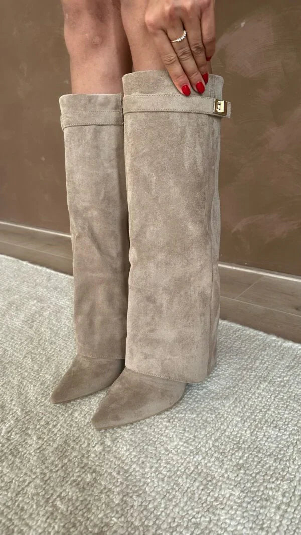 EB | Hochwertige kniehohe Stiefel aus Wildleder