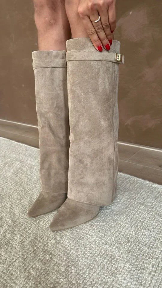 EB | Hochwertige kniehohe Stiefel aus Wildleder