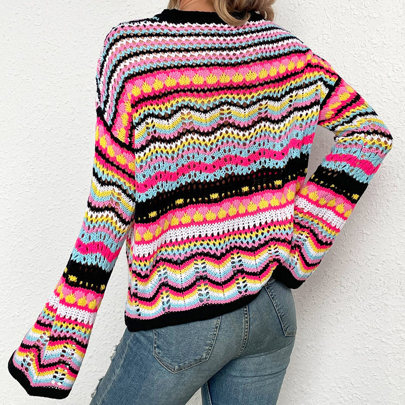 EB | Gestreifter Strickpullover Mit Feinem Design