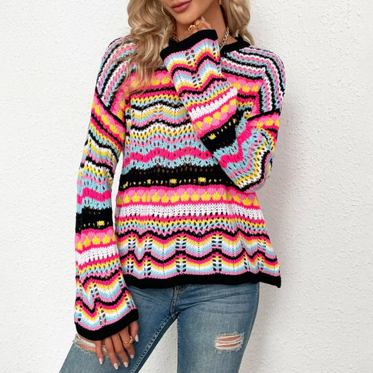 EB | Gestreifter Strickpullover Mit Feinem Design