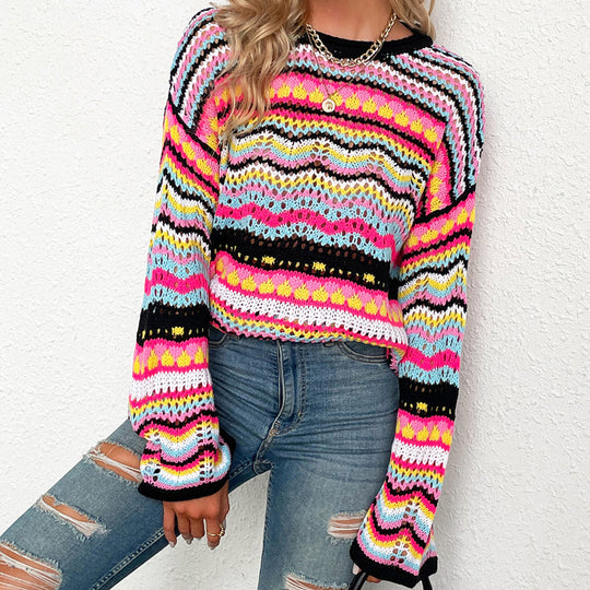 EB | Gestreifter Strickpullover Mit Feinem Design