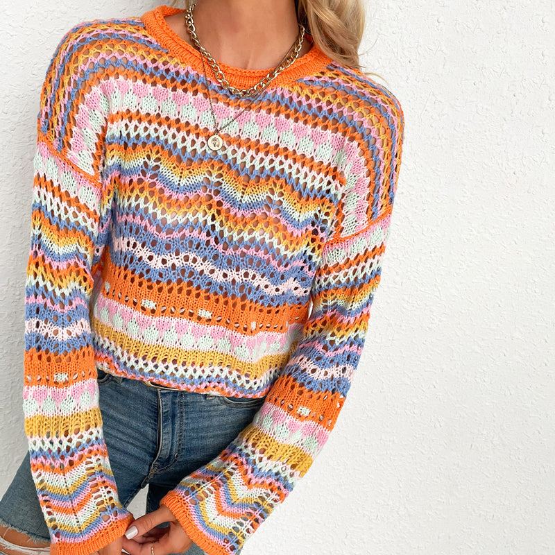 EB | Gestreifter Strickpullover Mit Feinem Design