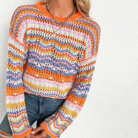 EB | Gestreifter Strickpullover Mit Feinem Design