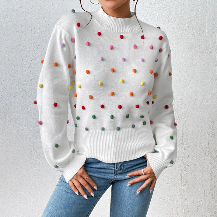 EB | Lässiger Strick-Pompons-Pullover