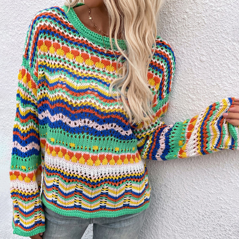 EB | Gestreifter Strickpullover Mit Feinem Design