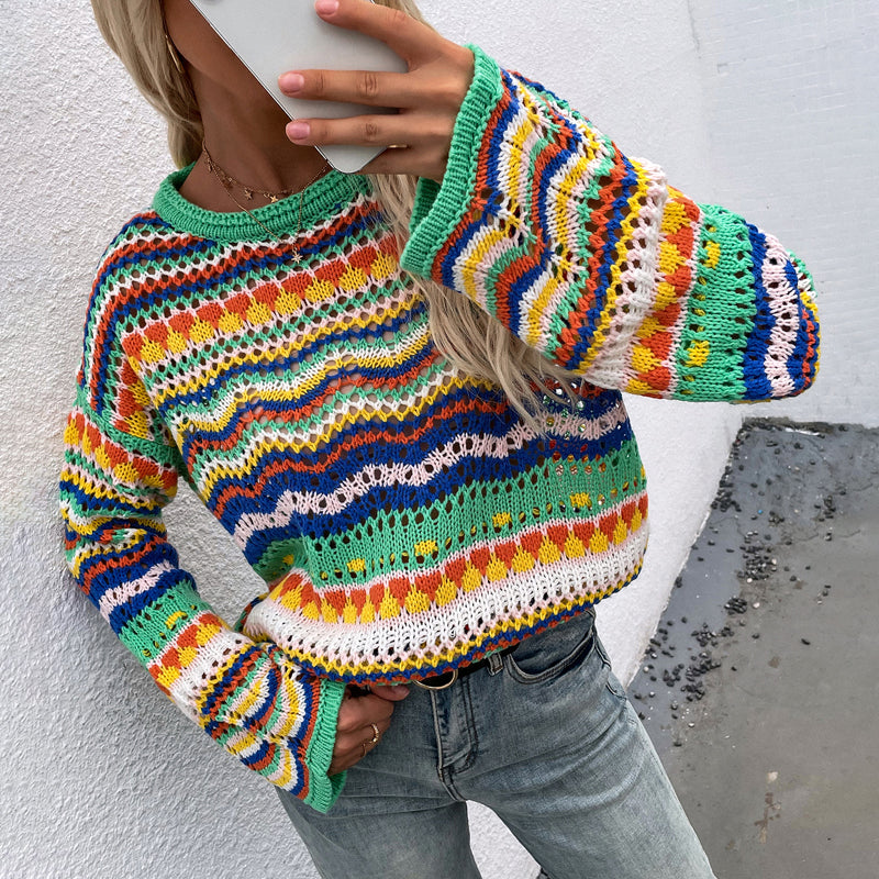 EB | Gestreifter Strickpullover Mit Feinem Design