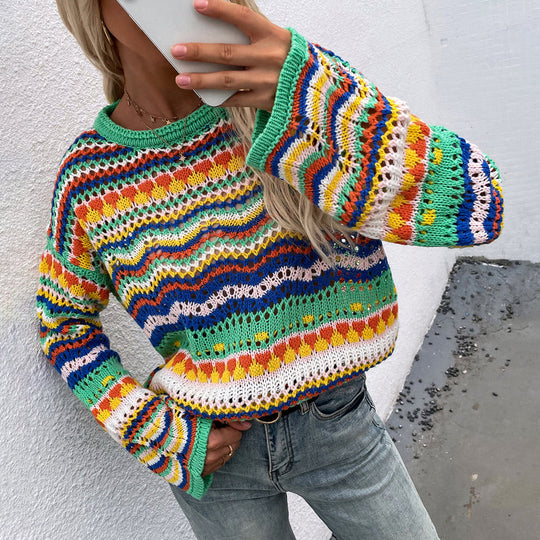 EB | Gestreifter Strickpullover Mit Feinem Design