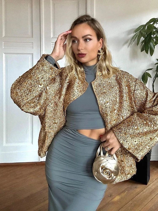 EB | Paillettenjacke Glänzender Look Elegante Aussage