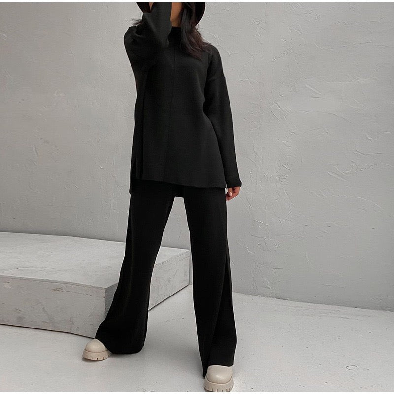 EB | Übergröße Damen Loungewear Satz mit Weitem Bein