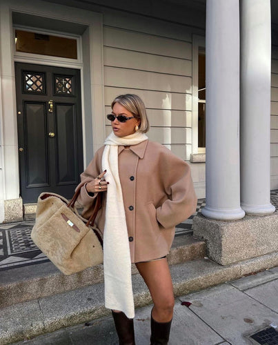 EB | Oversized Mantel - Wollmischung - Doppelt Knopf - Boxy Fit - Klassischer Revers