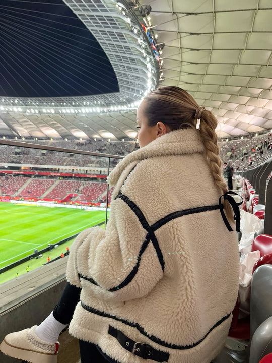 EB | Shearling-Jacke - Übergroßer Schnitt - Weiche Textur - Warme Fütterung - Reißverschlussöffnung
