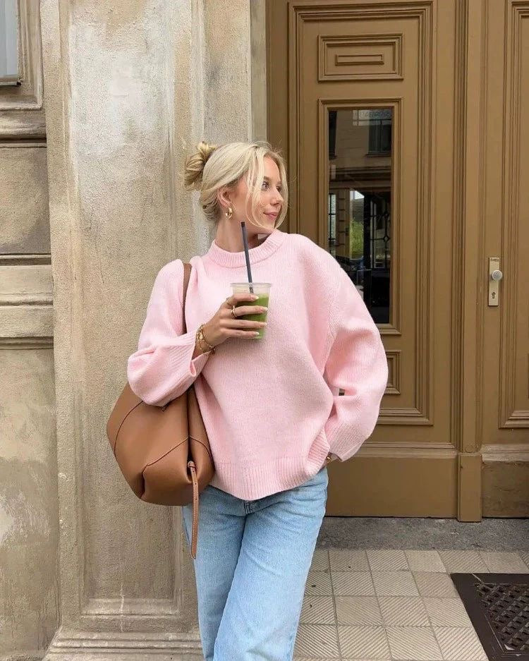 EB | Strickpullover mit Hohem Hals Lässige Passform Minimalistischer Stil