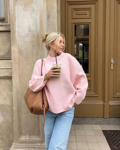 EB | Strickpullover mit Hohem Hals Lässige Passform Minimalistischer Stil