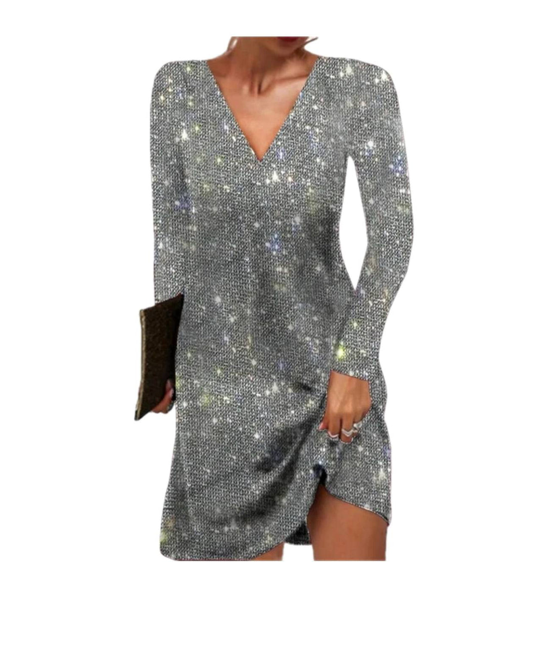 Glitzerndes Damen Paillettenkleid mit Langen Ärmeln für Party & Events | EB