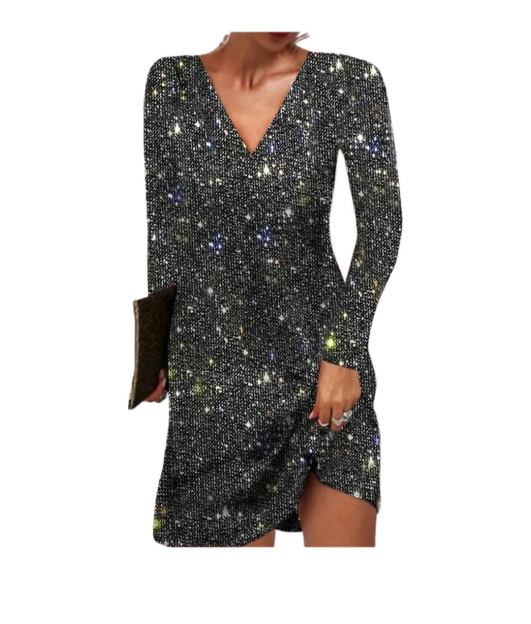 Glitzerndes Damen Paillettenkleid mit Langen Ärmeln für Party & Events | EB