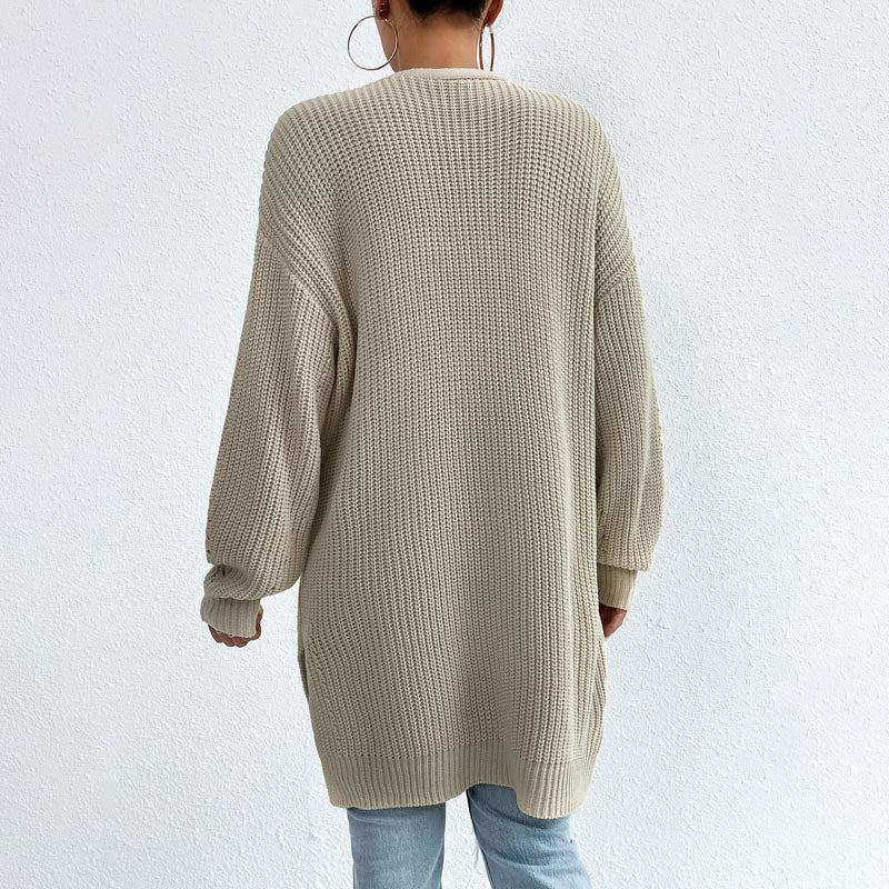 EB | Einfarbige Elegante Strickjacke mit Taschen