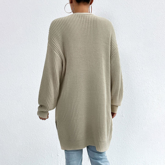 EB | Einfarbige Elegante Strickjacke mit Taschen