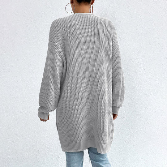 EB | Einfarbige Elegante Strickjacke mit Taschen