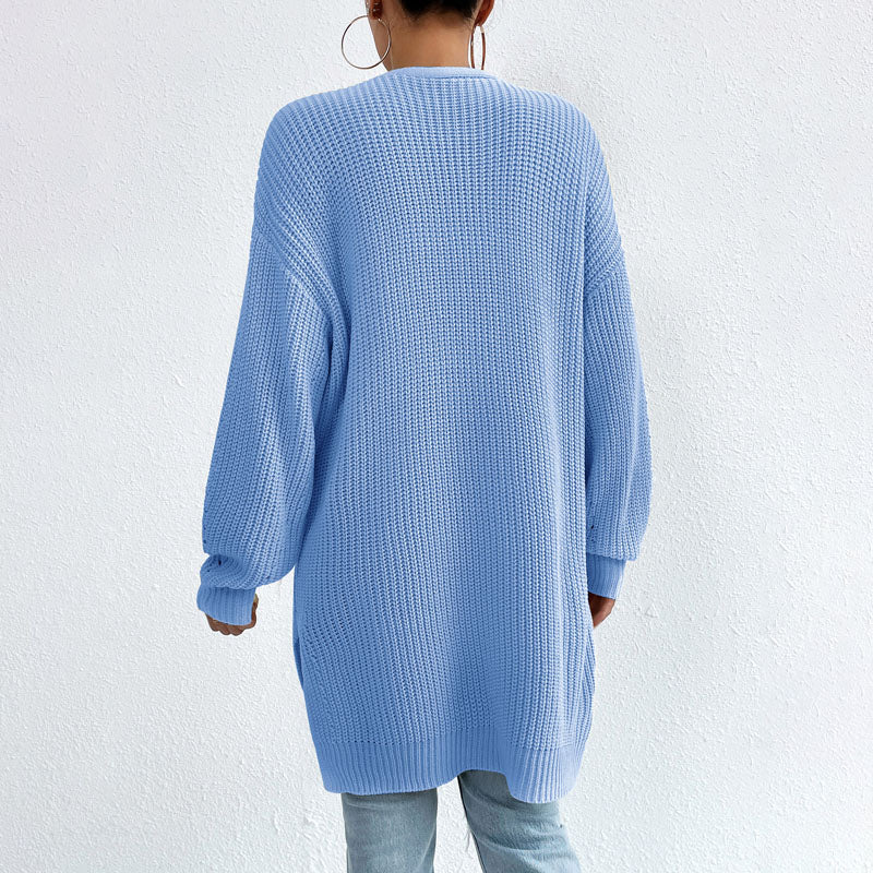 EB | Einfarbige Elegante Strickjacke mit Taschen