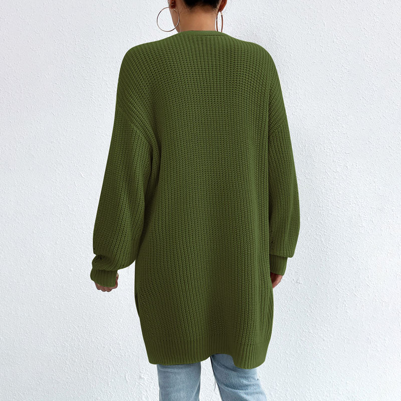 EB | Einfarbige Elegante Strickjacke mit Taschen
