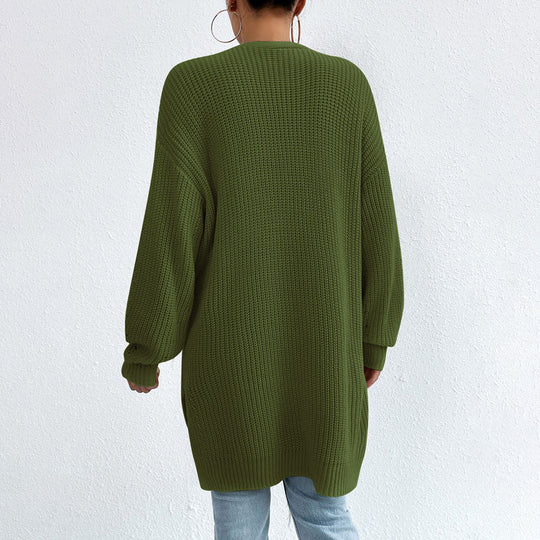 EB | Einfarbige Elegante Strickjacke mit Taschen