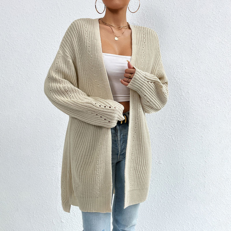 EB | Einfarbige Elegante Strickjacke mit Taschen