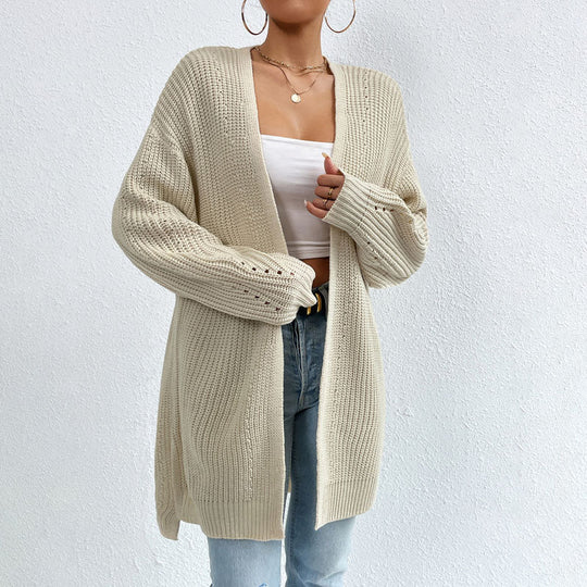 EB | Einfarbige Elegante Strickjacke mit Taschen