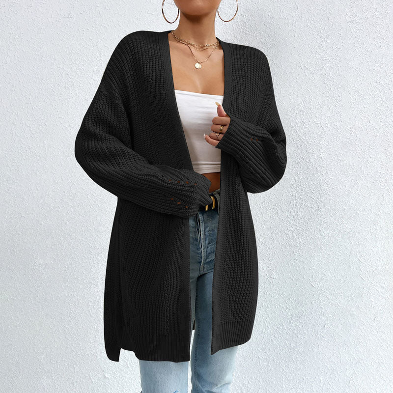 EB | Einfarbige Elegante Strickjacke mit Taschen