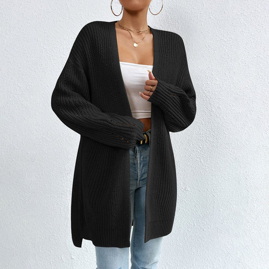 EB | Einfarbige Elegante Strickjacke mit Taschen
