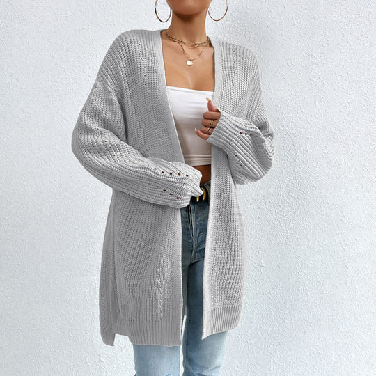 EB | Einfarbige Elegante Strickjacke mit Taschen