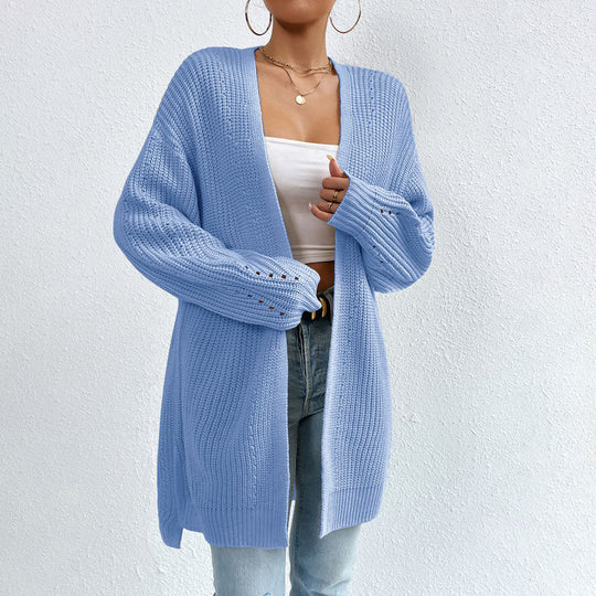 EB | Einfarbige Elegante Strickjacke mit Taschen