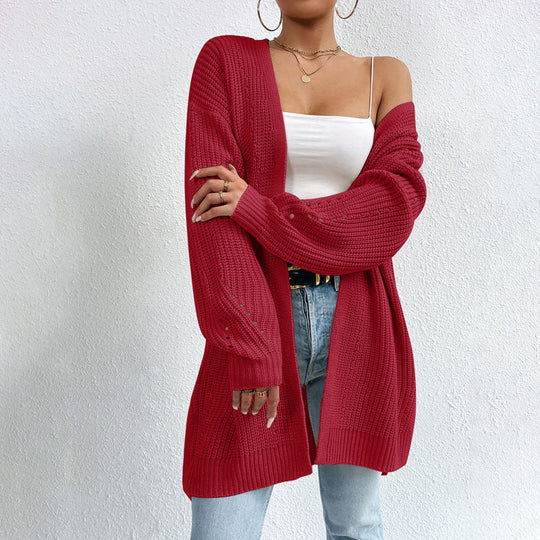 EB | Einfarbige Elegante Strickjacke mit Taschen