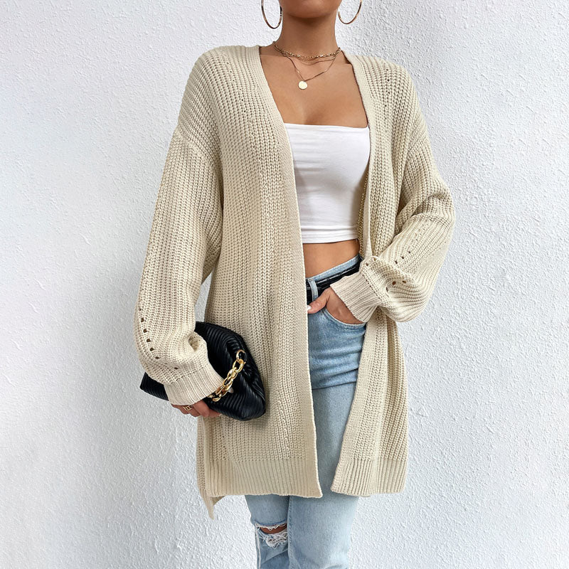 EB | Einfarbige Elegante Strickjacke mit Taschen