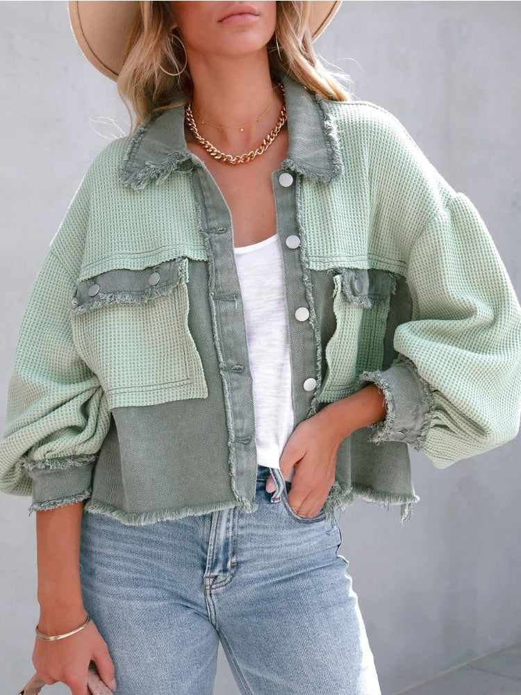 EB | Gekürzte Jacke Patchwork Design Statement Ärmel