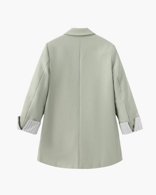 EB | Olivfarbener Damen Sommerblazer mit Doppelkneifen