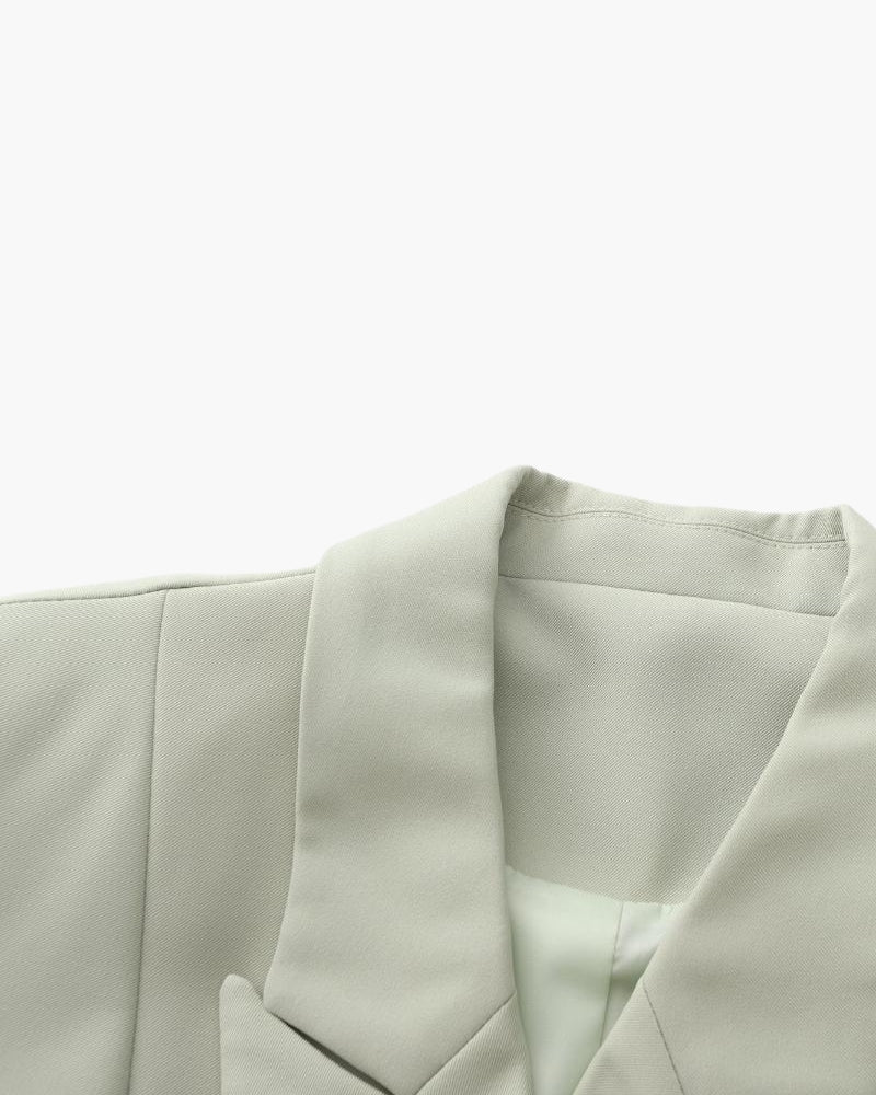 EB | Olivfarbener Damen Sommerblazer mit Doppelkneifen