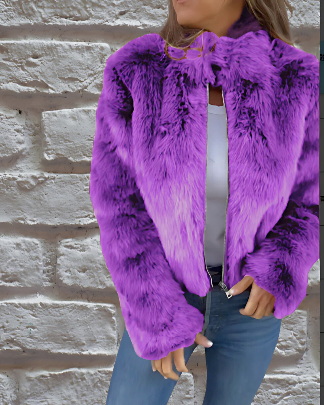 EB | Damen Samtjacke Weicher Plüschstoff