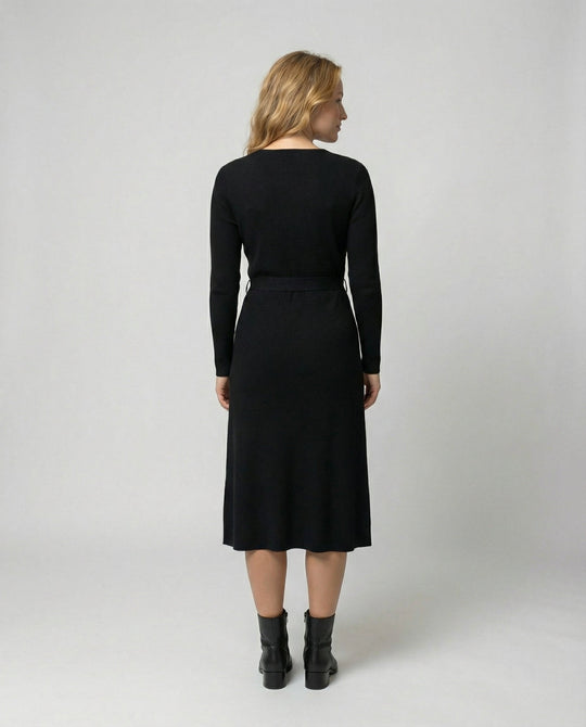 Elegantes Damen Wickelkleid mit Langen Ärmeln und Taillenkordelung | EB