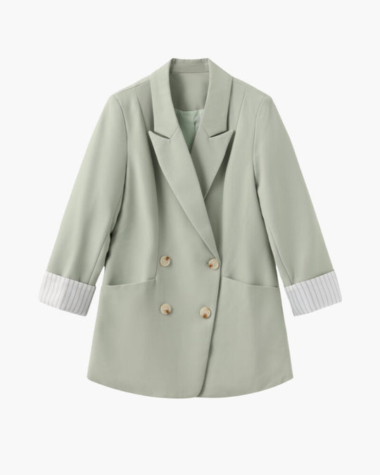 EB | Olivfarbener Damen Sommerblazer mit Doppelkneifen