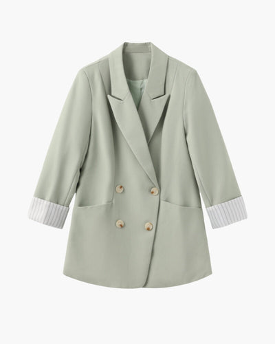 EB | Olivfarbener Damen Sommerblazer mit Doppelkneifen