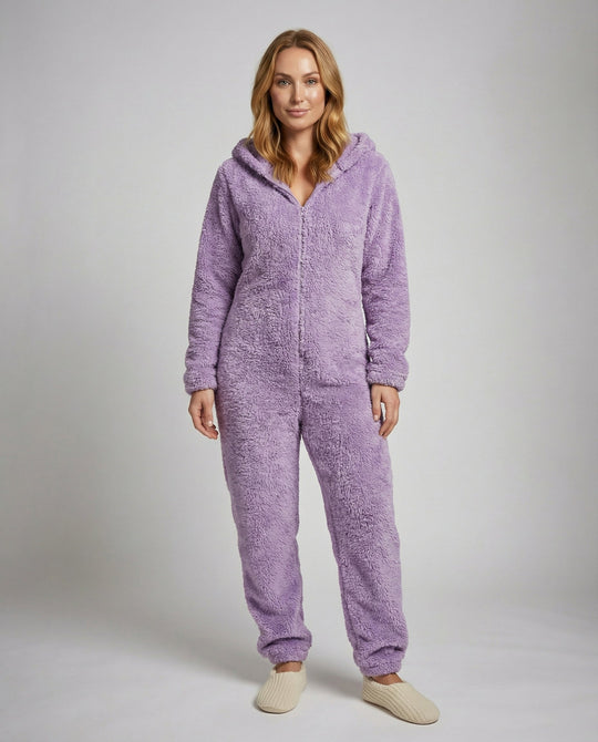 Damen Teddy Fleece Overall Kapuze | EB