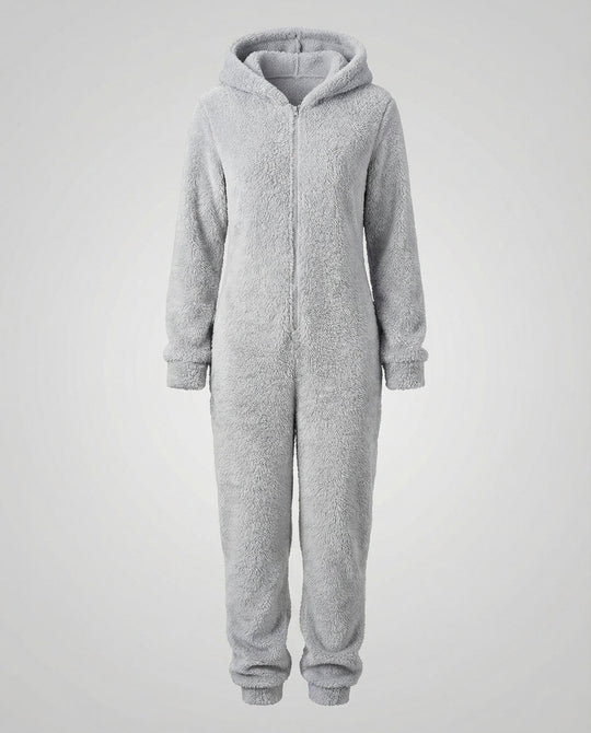 Damen Teddy Fleece Overall Kapuze | EB