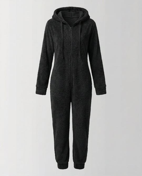 Damen Teddy Fleece Overall Kapuze | EB