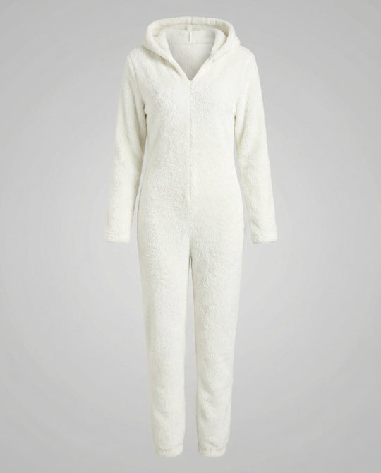 Damen Teddy Fleece Overall Kapuze | EB