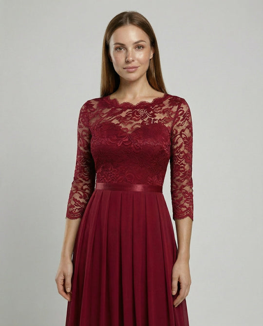 Elegantes Spitzen Brautjungfernkleid | EB